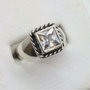 Silpada Elizabeth 925 Ring with Square CZ Cubic Zirconia Setting, Size 6